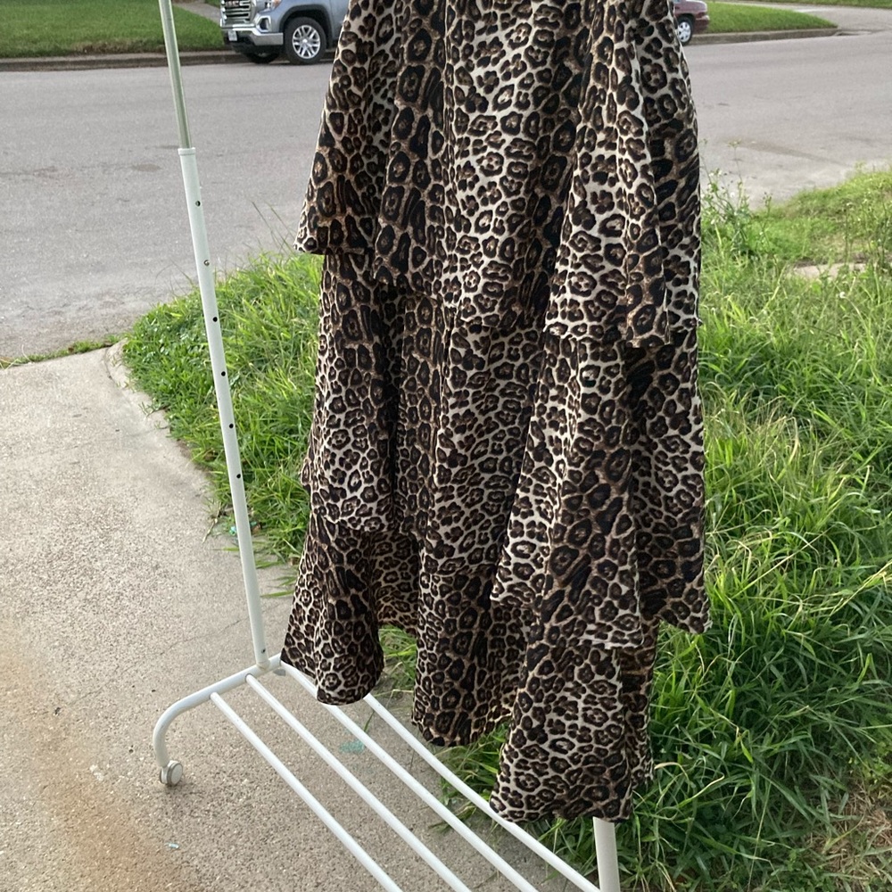 Leopard print layered skirt